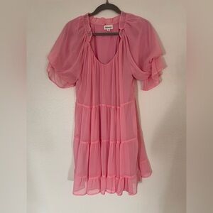 Pink Sheer Ruffle Dress